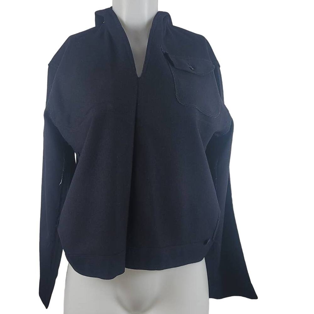 U.S. Navy ALS Long Sleeve 100% Wool V-Neck Long Collar Shirt Size 38